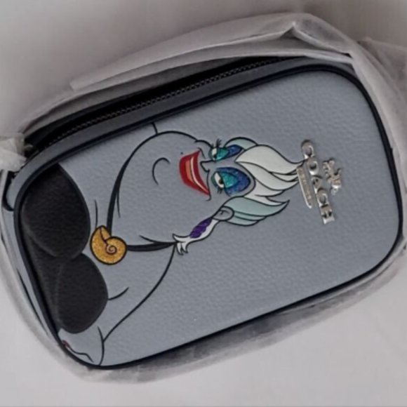 NWT Coach CC325 Disney X Coach Eva Phone Crossbody W/Ursula Motif Ice Blue Multi - Picture 3 of 10